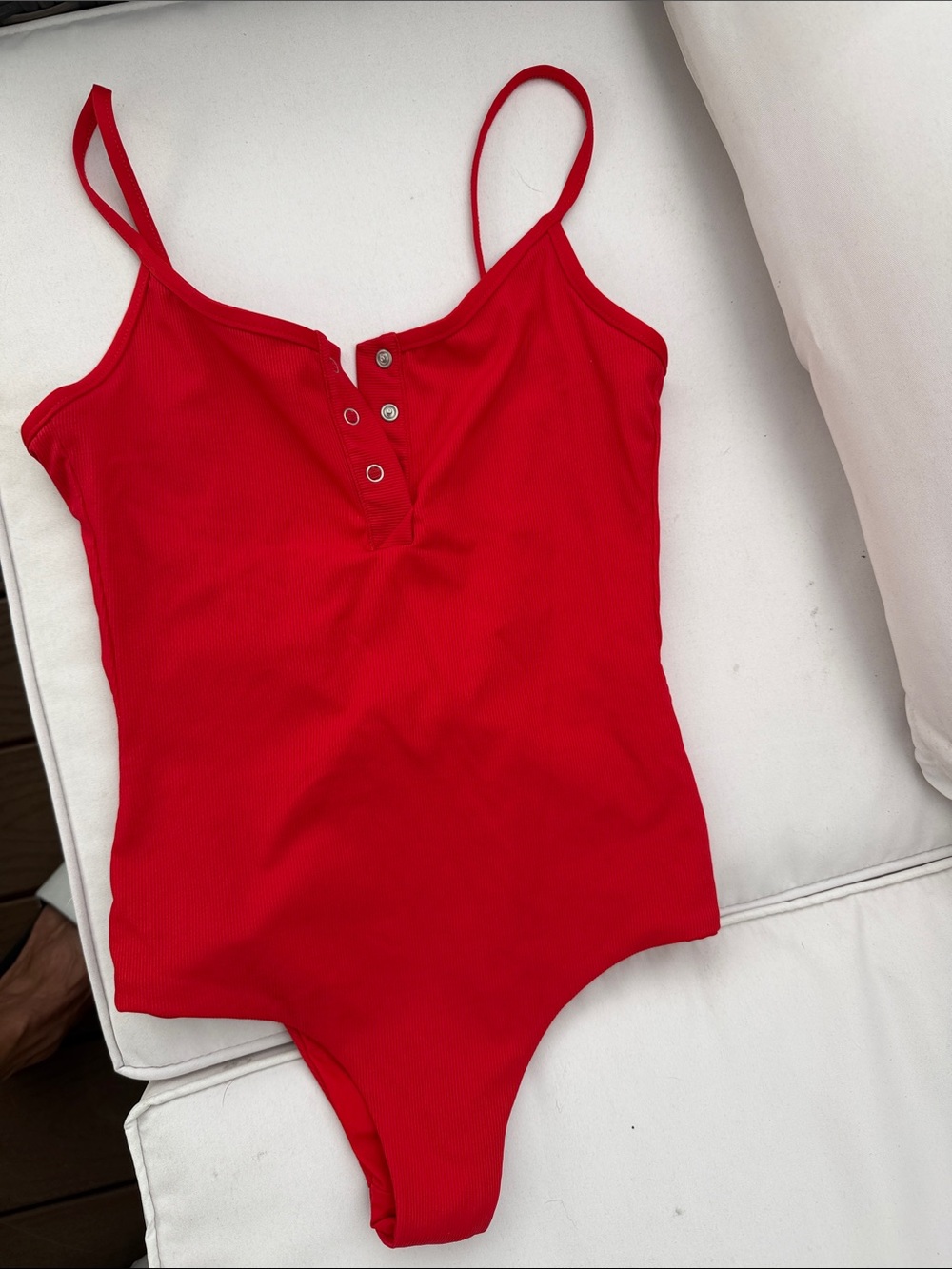 Tavik Swimwear One Piece Red Ribbed Snap-Front Women’s Small like new